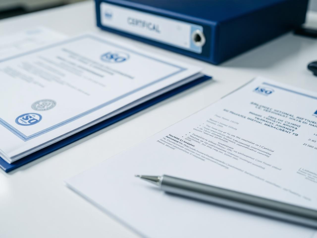 ISO certification documents and quality management paperwork